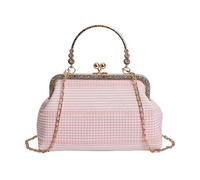 Women Jacquard Clutch Bag With Chain Strap Kiss Lock Top Handle | Jacquard Clutch Handbag Purse For Travel Shopping Work Daily Use Women Evening Dating Commute