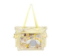 Women Japan Style Preppy Messenger Bag Large Capacity Cute Bow Anime Shoulder Crossbody Bag Double Zipper Compartment Anime Tote Shopping Handbag