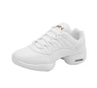 Women Jazz Shoes Split Sole Dance Trainers Lace Up Dance Sneakers with Air Cushion Girls Jazz & Modern Dance Platform Trainers White 37