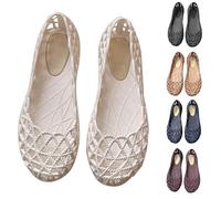 Women Jelly Flats Sandals Flat Jelly Shoes Slip on Hollow out Loafers Waterproof Shoes Womens Flat Sandals SIZE 5 A0_White Clearance