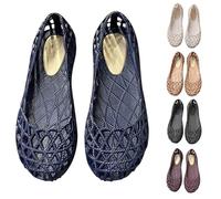 Women Jelly Flats Sandals Flat Jelly Shoes Slip on Hollow out Loafers Waterproof Shoes Womens Flat Sandals SIZE 4.5 A0_Blue Clearance