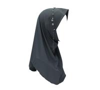Women Jersey Hijab Instant Scarf Muslim Turban Pull On Headscarf Islam Pray Long Tassel Head Wrap Dark Gray