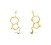 Women Jewelry Minimalist Chemical Structure Molecule Stud Earrings Gold Color Practical Design