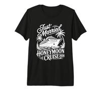 Women Just Married Honeymoon Cruise 2026 Palm Tree Travel Premium T-Shirt
