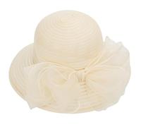 Women Kentucky Organza Derby Hat - Bridal Wedding Church Tea Party Wide Brim Summer Sun Cap, A-beige, M/L