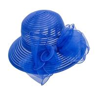 Women Kentucky Organza Derby Hat - Bridal Wedding Church Tea Party Wide Brim Summer Sun Cap, A-bule, M/L
