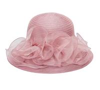 Women Kentucky Organza Derby Hat - Bridal Wedding Church Tea Party Wide Brim Summer Sun Cap, Light Purple, M