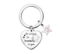 Women Key Chain Valentine's Day Appreciate Keyrings Woman Birthday Soulmate Girlfriend White Day Heart Engraved Tag Souvenir Christmas Sister Granddaughter Best Friend Be Unique Be Beautiful Be You
