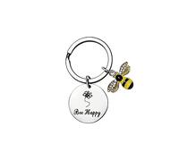 Women Keychain Bee Happy Keyring Friend Keychain Gift For Mom Aunt Daughter Niece Friends Inspirational Gift Friend Gift, Bee Happy, Medium
