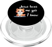 Women Kitty Cat Lovers "JESUS LOVES ME YES I KNOW" PopSockets PopGrip for MagSafe