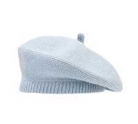 Women Knitted Beret Hat French Style Beanie Cap Artist Cap Painter Hat Solid Color (Light Blue)
