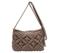 Women Knitted Crossbody Bag Trendy Messenger Bag Summer Beach Bag (Brown)