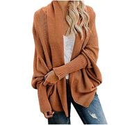 Women Knitted Open Front Slouchy Balloon Sleeve Long Cardigan Solid Color Long Sleeve Baggy Outwear Coat Elegant Casual Fall Winter Daily All Match Blouse Top for Women Festival Clothes Orange XL