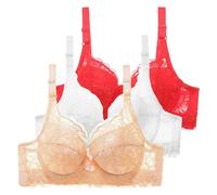 Women Lace Bra Big Breasts 3 Pack Underwire Strong Hold Sexy V Neck Seamless Soft Bra Smooth Comfortable Bra