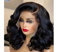 Women Lace Front Wig Long Body Wave Wig Natural Black Synthetic Wig Side Part Ocean Wave Wig Daily Party Use 18Inches,26in