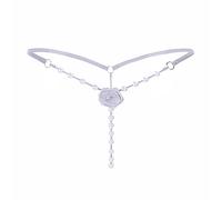 Women Lace G-String Thongs 3D Rose Embroideries Underwear Panties with Beads T Back Low Waist Ladies Knickers Spaghetti Strap Briefs Soft Stretchy Comfortable Underpants Tanga, White, One Size