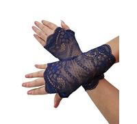Women Lace Glove Fingerless Party Gloves S62, S-navy, One Size
