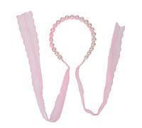 Women Lace Hair Band False Pearls Elegant Headband Pink Wedding Party Accessory ABS Alloy Material