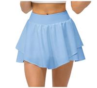 Women Lace Mini Skirts Summer Sexy Elastic Ruffle Layered Hem A-Line Flowy Beach Floral Skirts Casual Lightweight Short Underskirt Mesh Skirts Y2K Lace Half Slip Skirt Clubwear (12-Light Blue, S)