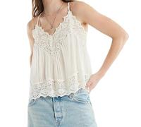 Women Lace Satin Camisole Top Spaghetti Strap V Neck Silk Asymmetrical Cami Backless Loose Going Out Tank Tops A White