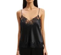 Women Lace Satin Camisole Top Spaghetti Strap V Neck Silk Asymmetrical Cami Backless Loose Going Out Tank Tops C Black