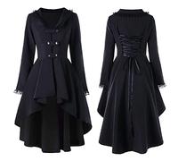 Women Lace Steampunk Victorian Jacket UK Sale Clearance, Ladies Gothic Vintage Tuxedo Tailcoat Medieval Coat Jackets Asymmetric Overcoat Pirate Vampire Cosplay Uniform Renaissance Trench Coat
