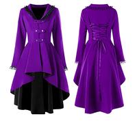 Women Lace Steampunk Victorian Jacket UK Sale Clearance, Ladies Gothic Vintage Tuxedo Tailcoat Medieval Coat Jackets Asymmetric Overcoat Pirate Vampire Cosplay Uniform Renaissance Trench Coat