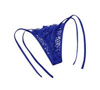 Women Lace Thongs Sexy Tie Side G-Strings Low Rise T-Back Tanga Elastic Comfort Underwear Panties Multicolor Lingerie Knickers for Ladies Valentine's Day Navy