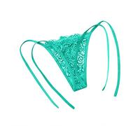 Women Lace Thongs Sexy Tie Side G-Strings Low Rise T-Back Tanga Elastic Comfort Underwear Panties Multicolor Lingerie Knickers for Ladies Valentine's Day Green