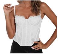 Women Lace Up Burlesque Basque Bustier Shaper Overbust Boned Corset Top Floral Lace Retro Corset Bustier Vintage Lingerie Overbust Ladies Waist Cincher Shapewear Sexy Princess Black Underbust