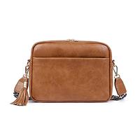 Women Ladies Fashion Messenger Bag Shoulder Bag Small Crossbody Bag Wide Strap Cell Phone Purse Shoulder Handbag Wallet With Credit Card Slotsv Leather Shoulder Bag (Brown, One Size)