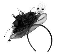 Women Ladies Flower Feather Fascinators Black Pillbox Hat Bowler Party Hat Bridal Wedding Hair Accessories with Hair Clip Hair Loop Hairpin for Evening Prom Church Burlesque Race Ascot Hats