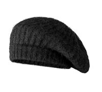Women Ladies French Beret Hat Wool Beret Fancy Dress Accessory Slouchy Knitted Beanie Hat French Classical Style Cap Solid Color Baggy Skull Cap French Artist Beret Hat Vintage Warm Beret Hat Black
