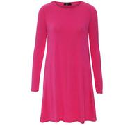 Women Ladies Long Sleeve Swing Dress Flared A Line Skater Dress Top Size 8-26 (Cerise, 24-26)