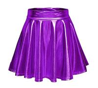 Women Ladies Pu Leather Mini Skirt Women's Basic High Waist Casual Sexy High Waist Shiny Metallic Skirt for Party Cocktail Dress Performance Costume Halloween Rave Party Clubwear Jazz Hip Hop Purple
