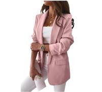 Women Ladies Ruched Sleeve Fully Lined Blazer Collared Casual Fashion Jacket Top UK M (Dusty Pink)
