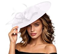 Women Ladies Small Flower Feather Fascinator Headband, Hat with Clip, Elegant Fascinators for Weddings & Mother Of the Bride Hair and Clip Tea Party Headwear Girls