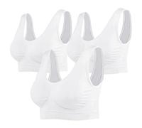 Women Ladies Super Comfort Sports Bra with Removable Pads, High Support Wireless Breathable Everyday Comfy Yoga Bras (Pack of 3) - White - 3XL
