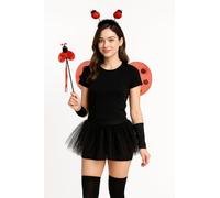 Women Ladybird 3-Piece Set with Black Tutu Skirt & Black Over-the-Knee Socks - Cute Fancy Dress Costume for Women & Girls - Halloween & Party Outfit