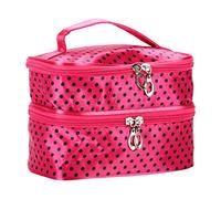 Women Large Cosmetic Makeup Bag Case Travel Double Toiletry Wash Rose Red Handbag Hanger (A, One Size)