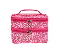 Women Large Cosmetic Makeup Bag Case Travel Double Toiletry Wash Rose Red Tote on Wheels (F, One Size)