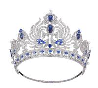 Women Large Crown High-End Round Bridal Runway Crowns Tiaras For Womens 4