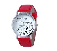 Women Large Easy to Read Dial Wrist Watch with Roman Numerals & Leather Strap Small Watches (Red, One Size)