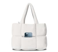 women large puffer purse quilted tote bag dupes light weight handmade woven shoulder handbag, White Without Organizer, Large