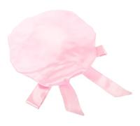 Women Large Satin Shower Cap with Bow for Bath and Sleep Pink