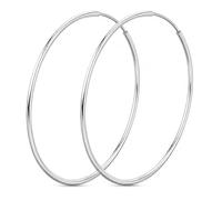Women Large Thin 925 Sterling Silver Hoop Earrings, Hypoallergenic Lightweight Big Circle Hoops for Sensitive Ears, Multi Sizes 50/60mm Silver Earring Set