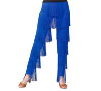 Women Latin Dance Pants Multi-Layer Tassel Belly Dance Trousers Ballroom Professional Fringe Rumba Tango Salsa Practice Trousers (Baoblue, XL)
