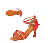 Women Latin Dance Shoes Hight Heel Ballroom Dancing Shoe Women Practice Tango Dancing for Girls Dance Sneaker(Orange 8.5cm Heel,40)