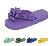Women Layered Floral Thong Flip Flops, Flat Sole Beach Clip Toe Sandals, Casual Slip On Slippers, Large Size Strapped Footwear, Summer Comfort Unisex Daily Holiday Sandals