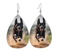 Women Leather A Loyal dog Printed Earrings Simple Teardrop Shaped Pendant Stylish Holiday Gift